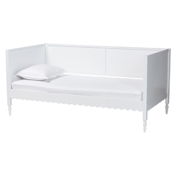 Baxton Studio Roni Modern White Wood Twin Daybed with Scalloped Edges